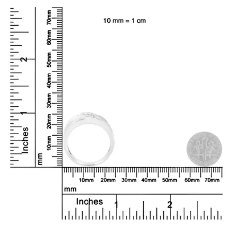 10K White Gold 1/10 Cttw Diamond Men's Three Stone Wedding Ring