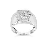 Men's .925 Sterling Silver 1/2 Cttw Multi-Diamond Hexagon Frame Ring
