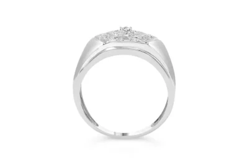 Men's .925 Sterling Silver 1/2 Cttw Multi-Diamond Hexagon Frame Ring