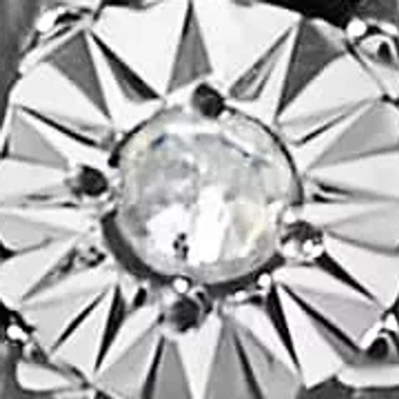 Silver Diamond Accent 9 Stone Ridged Band Fashion Ring