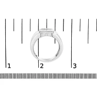 Sterling Silver Diamond Accent Ridged Band Gentlemen's Fashion Ring