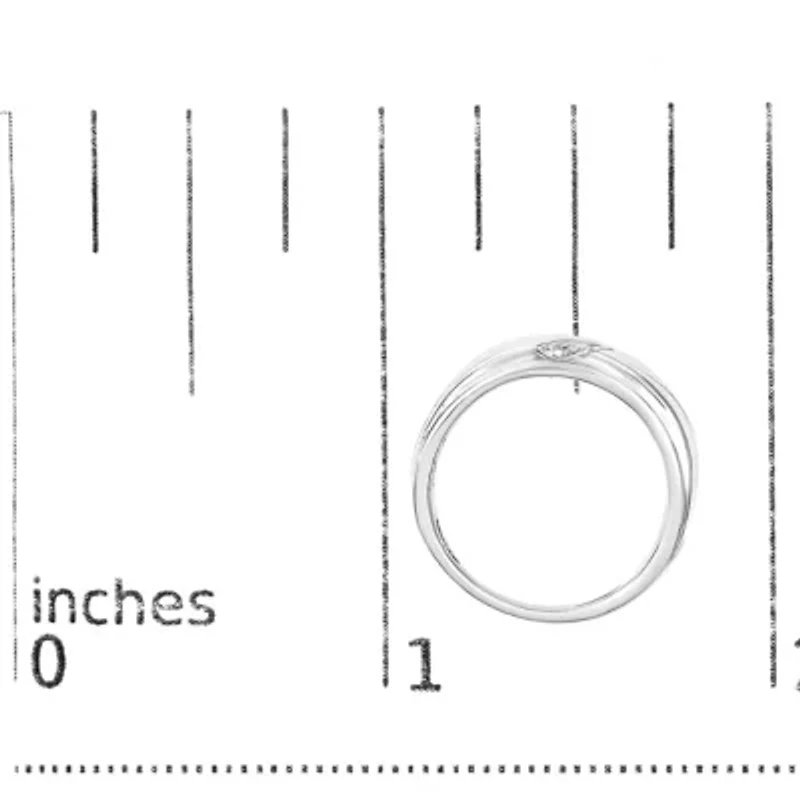 Men's .925 Sterling Silver 1/6 Cttw 3 Stone Diamond Band Ring
