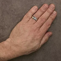 Men's .925 Sterling Silver 1/6 Cttw 3 Stone Diamond Band Ring