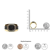 Men's Yellow Gold Plated Silver 1 1/4 Cttw Black Diamond Signet Style Band Ring