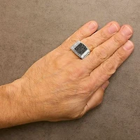 Sterling Silver 1 1/4 Cttw Black Diamond Cluster Men's Band Ring