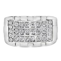 .925 Sterling Silver 1/4 Cttw Diamond Three Row Channel Band Ring