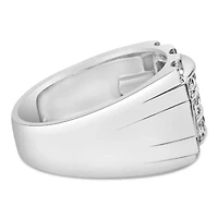.925 Sterling Silver 1/4 Cttw Diamond Three Row Channel Band Ring