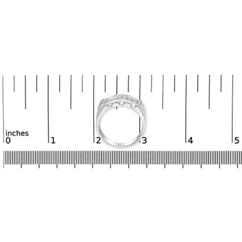 .925 Sterling Silver 1/4 Cttw Diamond Three Row Channel Band Ring