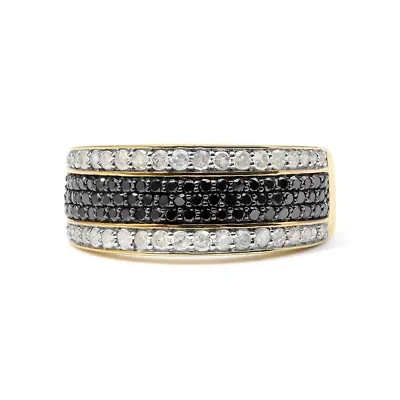 Men's 10K Yellow Gold 1 1/4 Cttw White and Black Diamond Cluster Ring