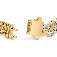 Silver 1/2 Cttw Diamond Cuban Curb Chain Bracelet - 8.5" Inches