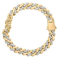 Silver 1/2 Cttw Diamond Cuban Curb Chain Bracelet - 8.5" Inches