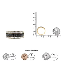 14K Yellow Gold Plated Silver 1 1/4 Cttw White and Black Diamond Multi Row Band
