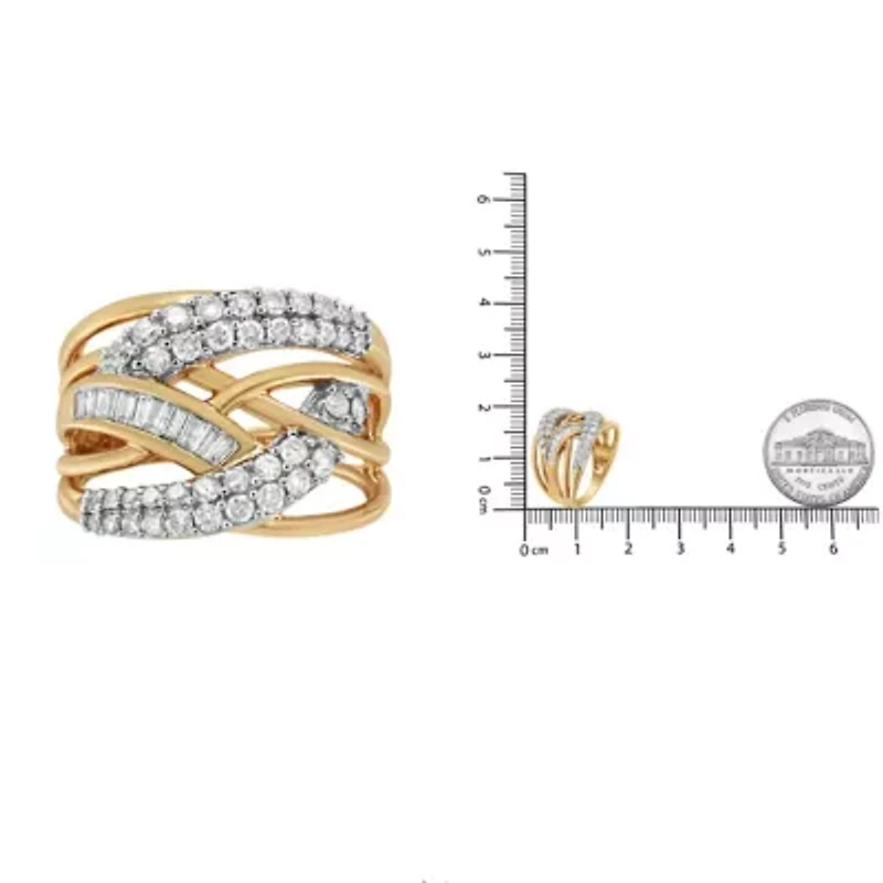 10K Yellow and White Gold 1.0 Cttw Diamond Cocktail Ring
