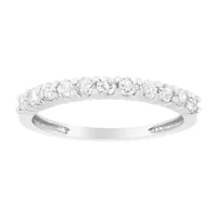 Silver 1/2 cttw Diamond 11 Stone Band Ring