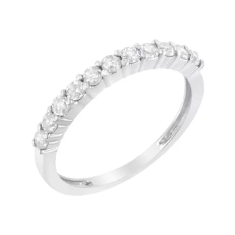 Silver 1/2 cttw Diamond 11 Stone Band Ring