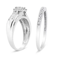 Silver 1/2 Cttw Diamond Engagement Bridal Set