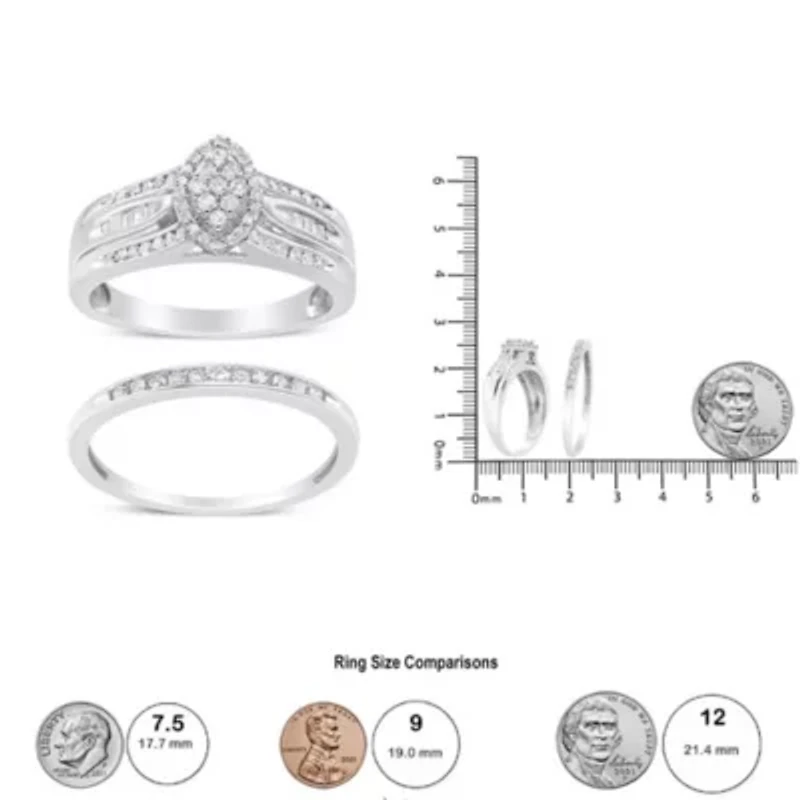 Silver 1/2 Cttw Diamond Engagement Bridal Set