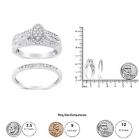 Silver 1/2 Cttw Diamond Engagement Bridal Set