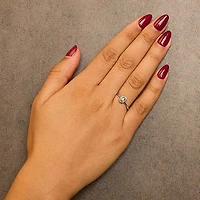 10K White Gold Oval and Diamond Accent Halo Ring