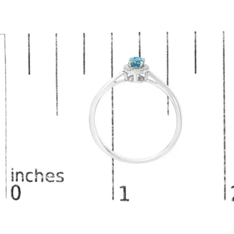 10K White Gold Oval and Diamond Accent Halo Ring