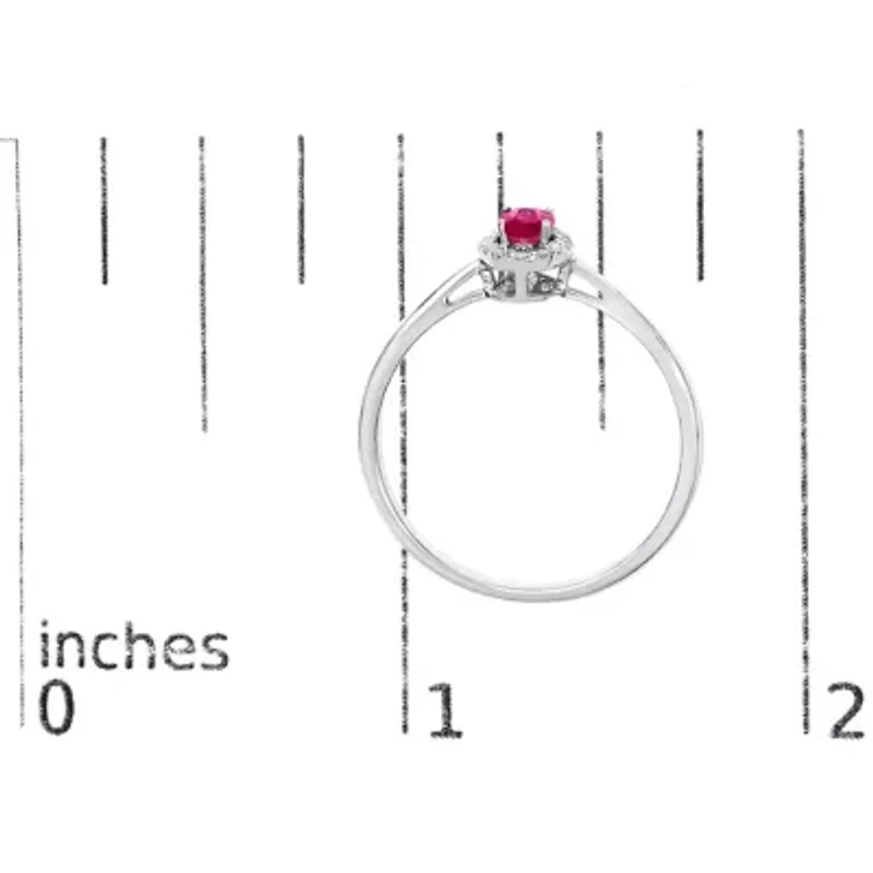10K White Gold Oval and Diamond Accent Halo Ring