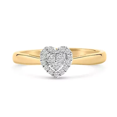 Silver 1/10 Cttw Round Diamond Heart Engagement Ring