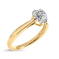 Silver 1/10 Cttw Round Diamond Heart Engagement Ring