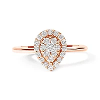 10K Rose Gold 3/8 Cttw Round-Cut Diamond Pear Promise Ring