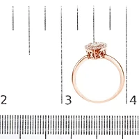 10K Rose Gold 3/8 Cttw Round-Cut Diamond Pear Promise Ring