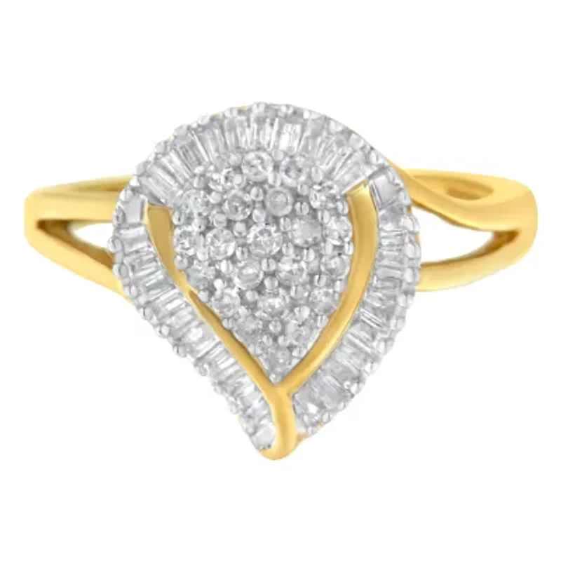 10K Yellow Gold Diamond Cluster Ring