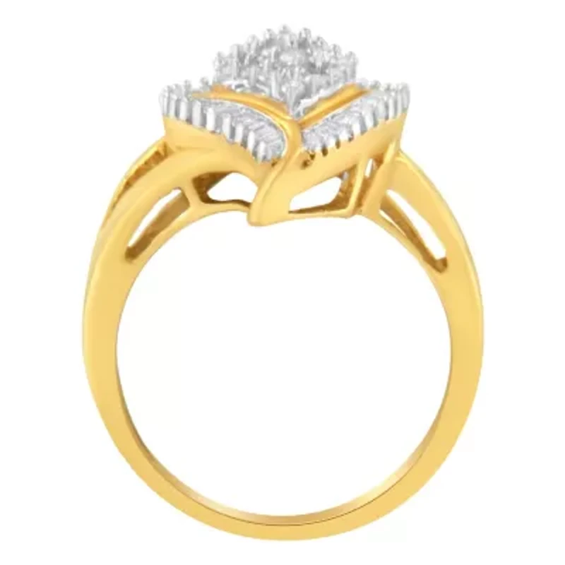 10K Yellow Gold Diamond Cluster Ring