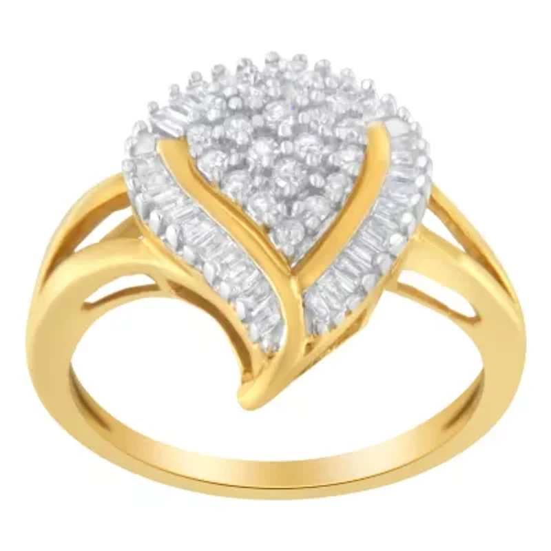 10K Yellow Gold Diamond Cluster Ring