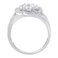14K White Gold Floral Cluster Diamond Ring