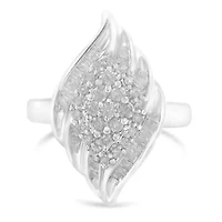 Silver ¾ Cttw Diamond Stair-Stepped Cluster Waterfall Cocktail Ring