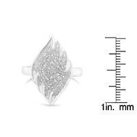 Silver ¾ Cttw Diamond Stair-Stepped Cluster Waterfall Cocktail Ring