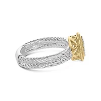 Silver Diamond Cross Ring with Satin Finish