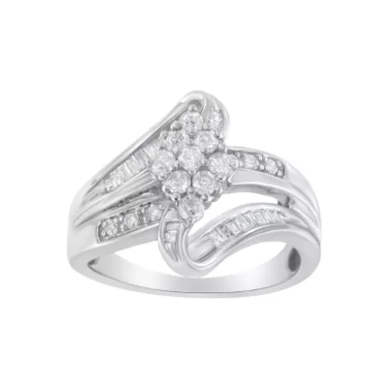 10K White Gold 1/2 cttw Diamond Cluster Ring