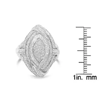 Silver & 1-1/8 Cttw Diamond Triple Halo Knot Cocktail Ring