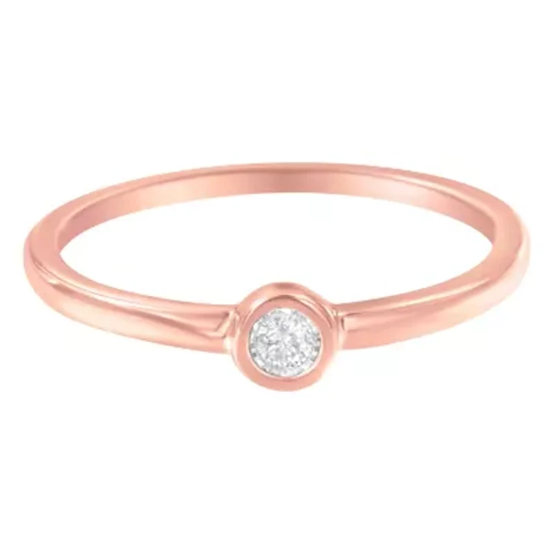 14K Rose Gold Plated .925 Sterling Silver Miracle Set Diamond Ring