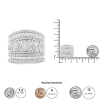 Silver 2.0 Cttw Diamond Edge Multi-Row Ring Band