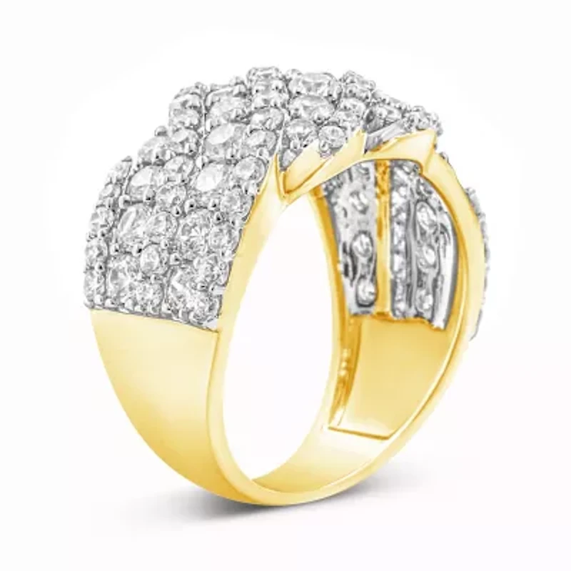 10K Gold 3.00 Cttw Diamond Multi Row Cluster Band Ring