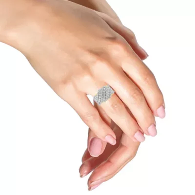 10K Gold 3.00 Cttw Diamond Multi Row Cluster Band Ring