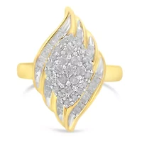 10K Yellow Gold Plated .925 Sterling Silver Diamond Cocktail Ring