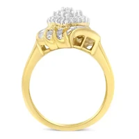 10K Yellow Gold Plated .925 Sterling Silver Diamond Cocktail Ring