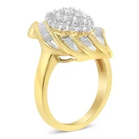10K Yellow Gold Plated .925 Sterling Silver Diamond Cocktail Ring