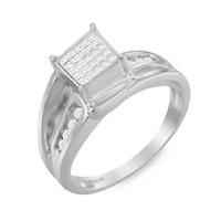 10K White Gold 1/3 Cttw Diamond Cluster Bypass Ring