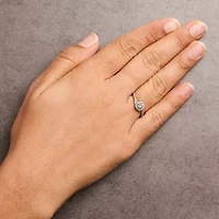 Silver 1/4 Cttw Diamond Bypass and Halo Promise Ring