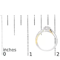 Silver 1/4 Cttw Diamond Bypass and Halo Promise Ring