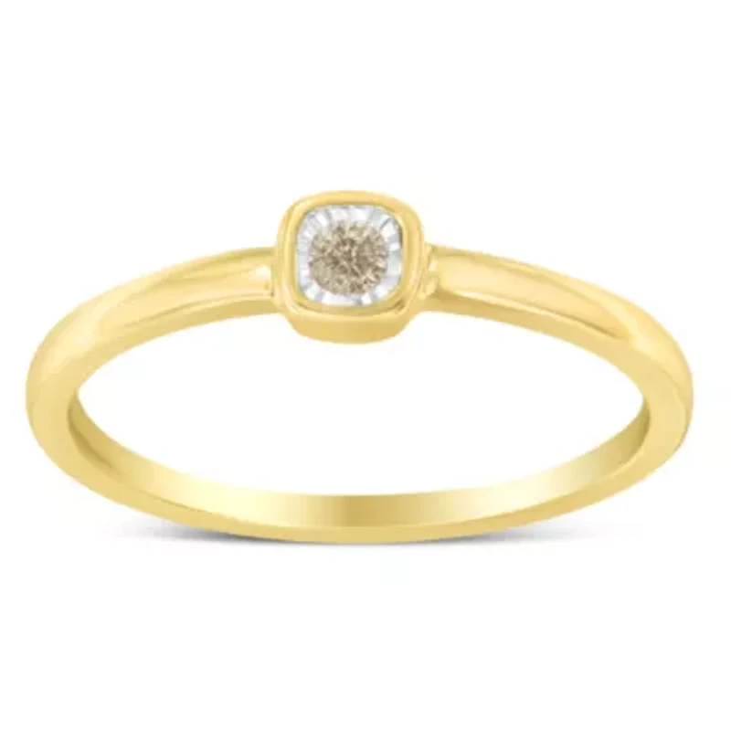 Silver 1/20 Carat Diamond Square Fashion Promise Ring