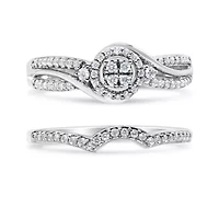 Silver 1/3 Cttw Diamond Bridal Set Ring and Band